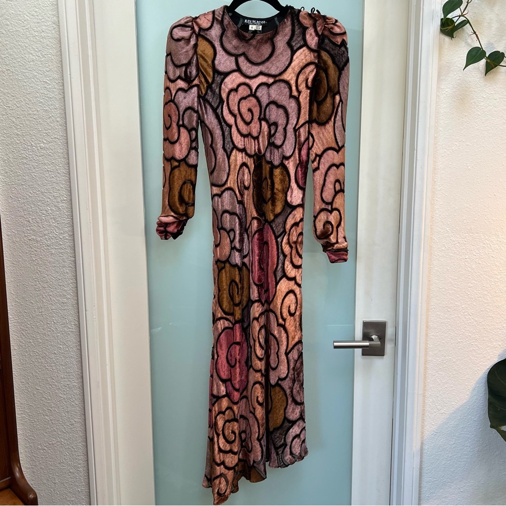 Vintage Asymmetrical Judy Hornby Velvet Burnout Dress